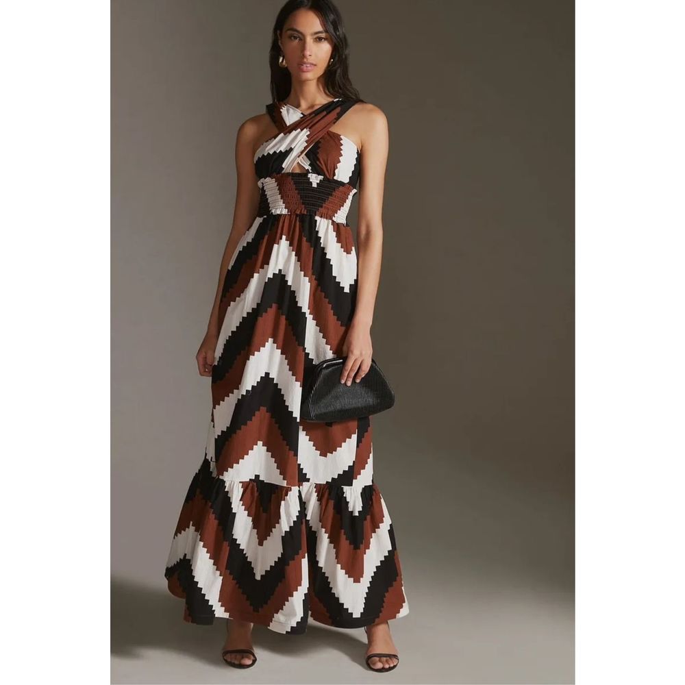 New Plenty Printed Halter Maxi Dress Size Medium